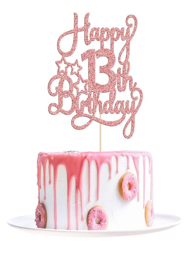 Ephlyn 1 Pack Rose Gold 13th Birthday Cake Topper - 13 Official Teenager Cheers to 13 Years Old - Perfect for Birthday & Anniversary Parties - Image 1